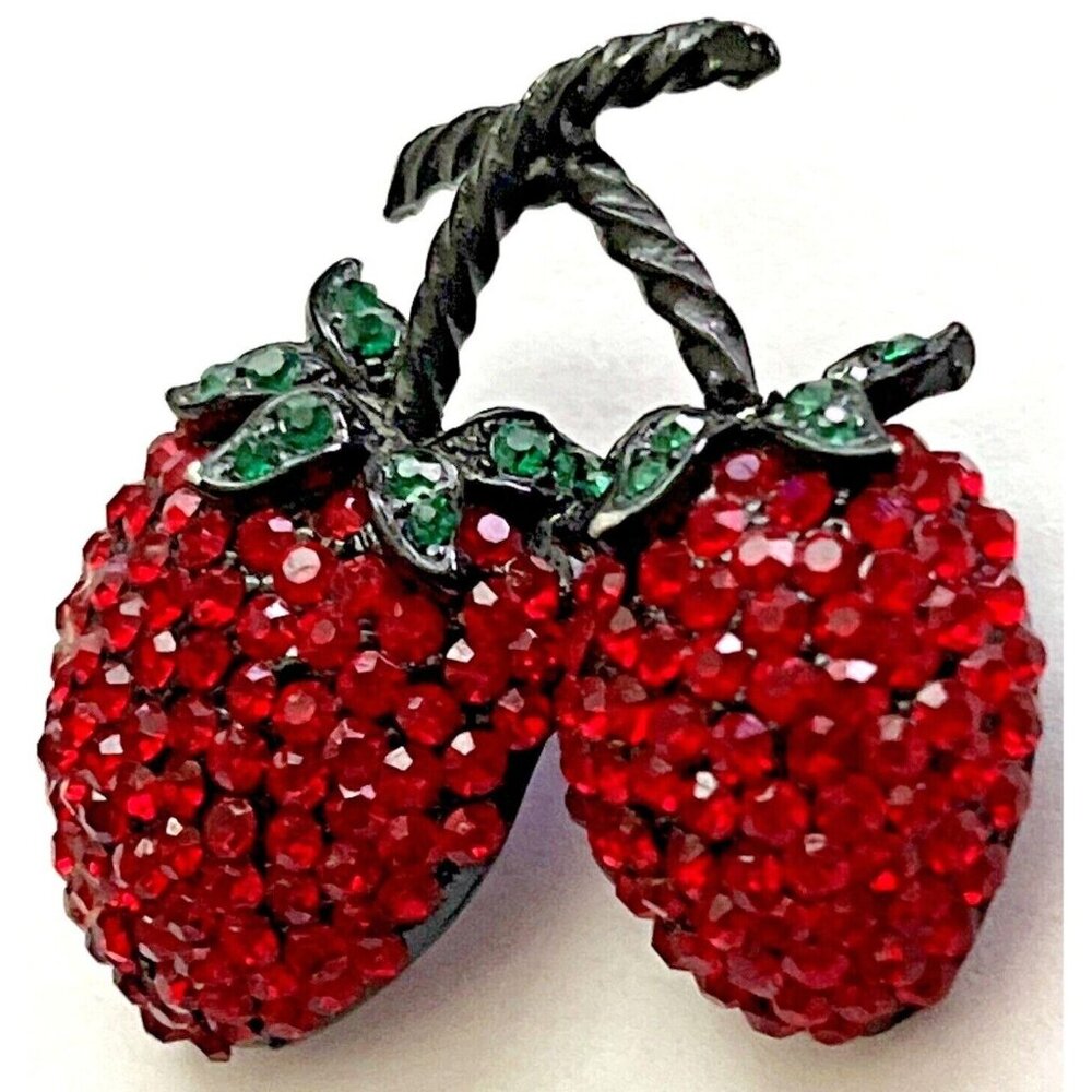 Weiss Strawberry Lapel Brooch Pin Vintage - Picture 1 of 12